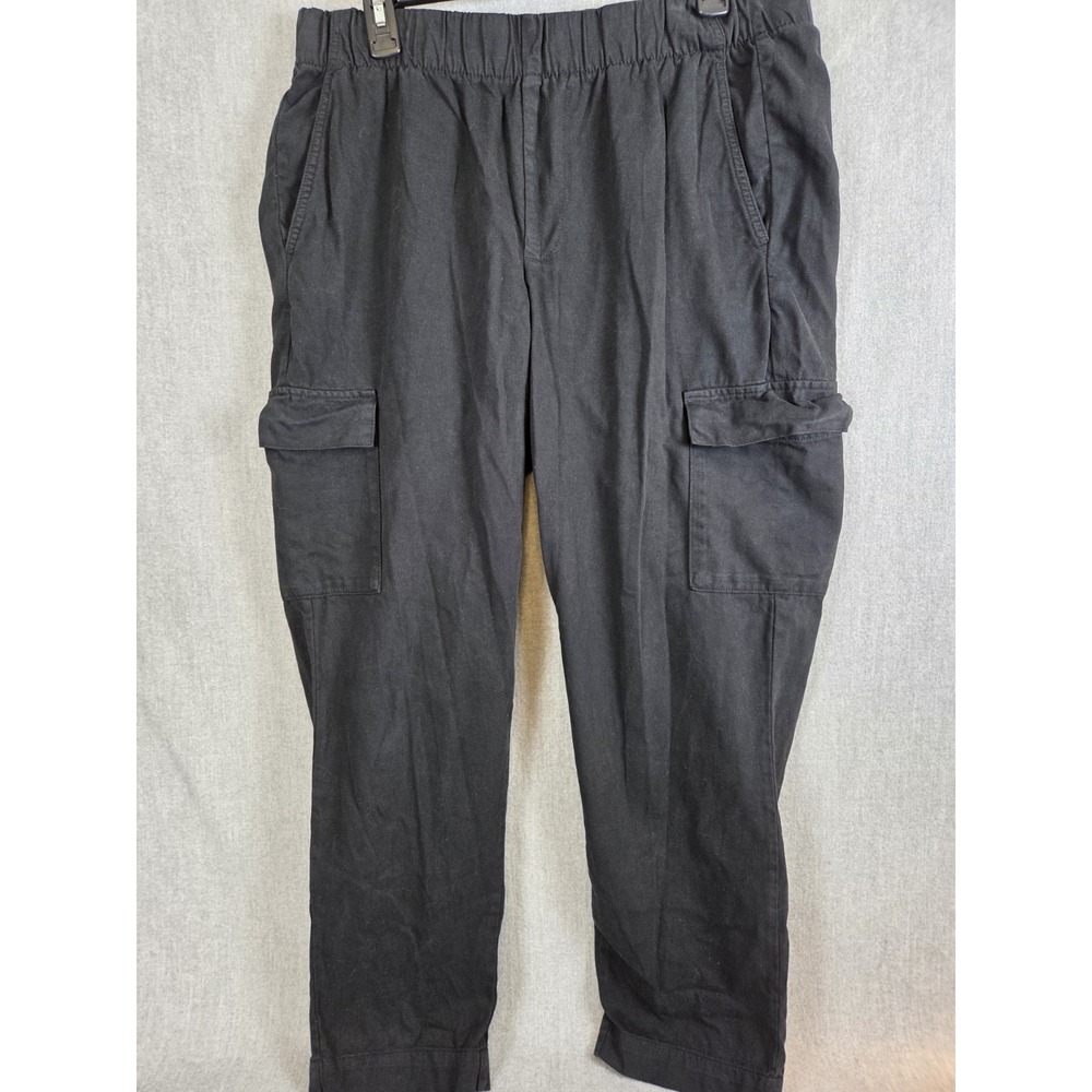 Gap Womens L Cargo Pants‎ Black Pull On Stretch Waist Comfort Pockets Grunge